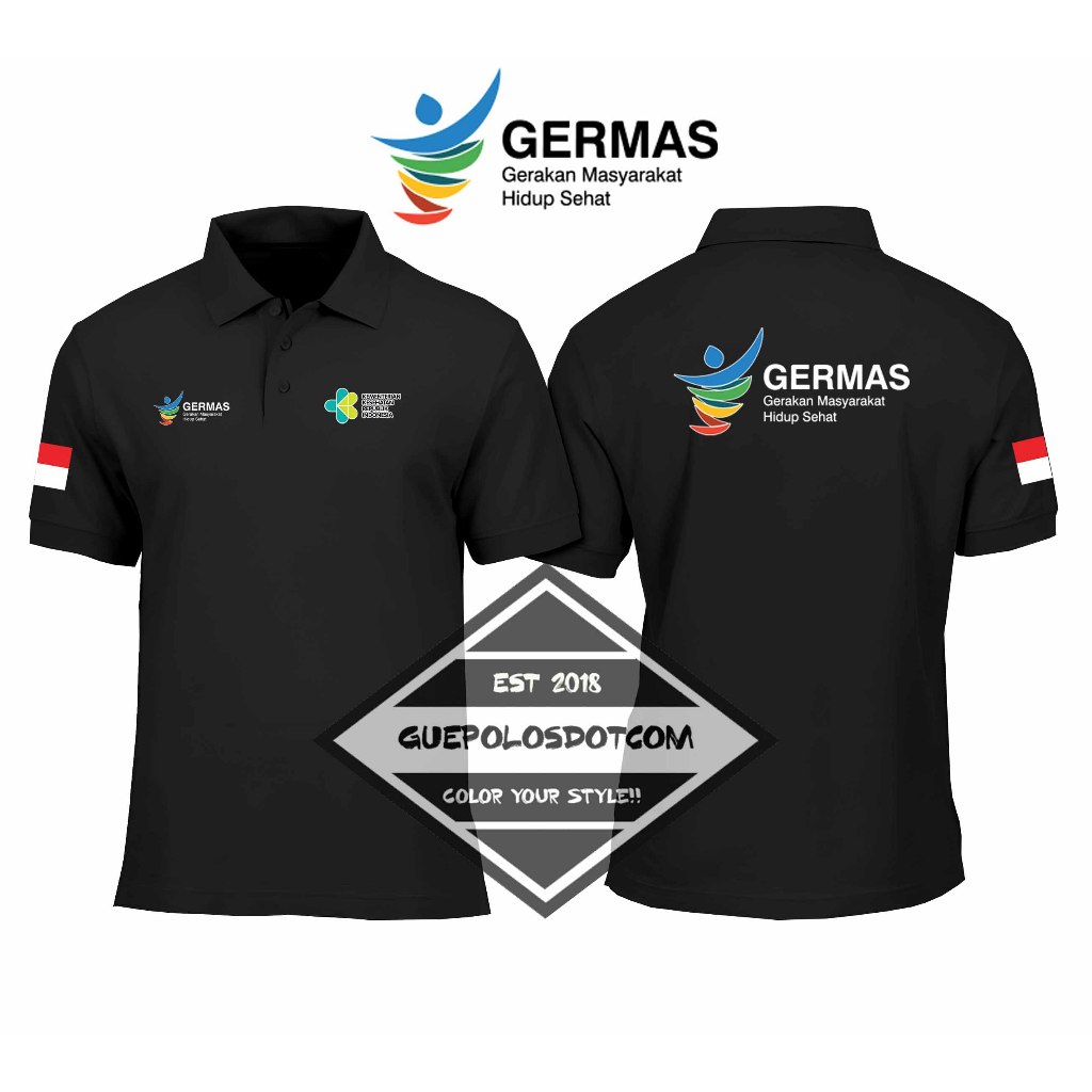 TYPE 03 - POLOSHIRT GERMAS Gerakan Masyarakat Hidup Sehat - Baju Berkerah Germas Kemenkes - POLO KER