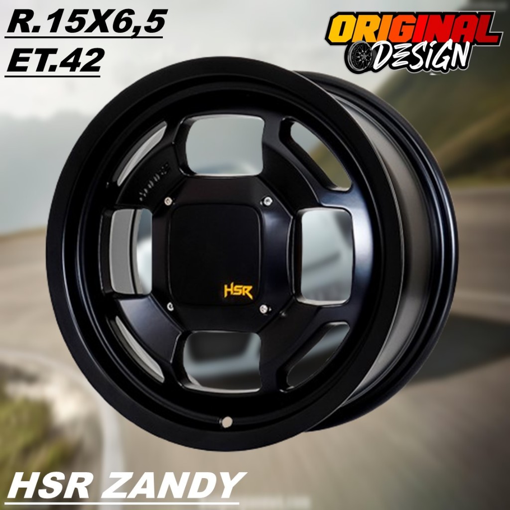 Velg racing mobil ring 15 spreso, cortez, livina, ignis, HSR ZANDY R15 warna hitam