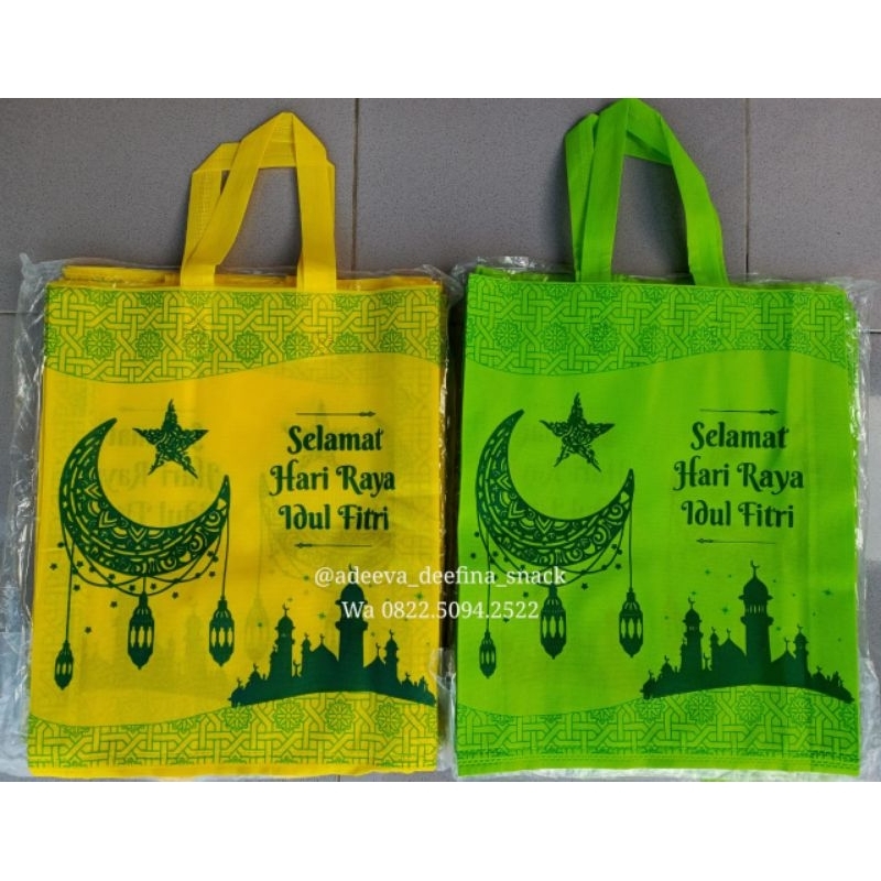 

1 LUSIN (12 PCS) GOODIEBAG IDUL FITRI || Ukuran JUMBO 38x45x8 Sablon 4 sisi