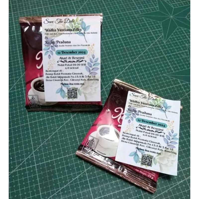 Cetak Undangan Kopi, Undangan Mini, Undangan Gantangan, Bahan Bc 160 gsm express Sehari jadi