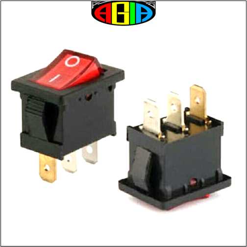 Switch KCD1 3 pin LED Saklar power rocker red 3 pin kaki + lampu merah