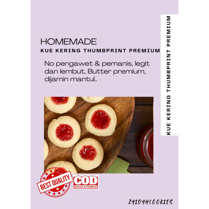 

Kue kering thumbprint enak lembut premium selai strawberry