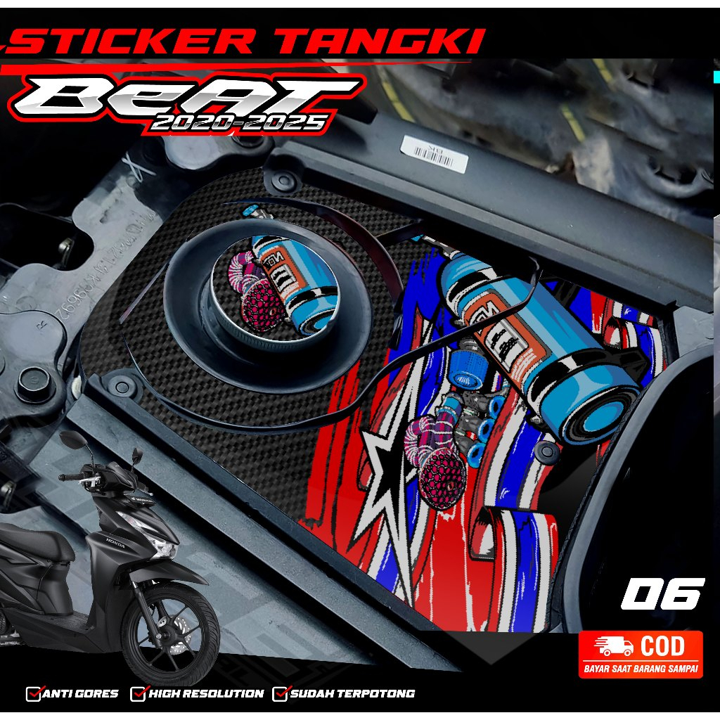 STIKER COVER TANGKI BENSIN MOTOR BEAT DELUXE - STIKER TANGKI BENSIN BEAT DELUXE 2020-2025 PART 2
