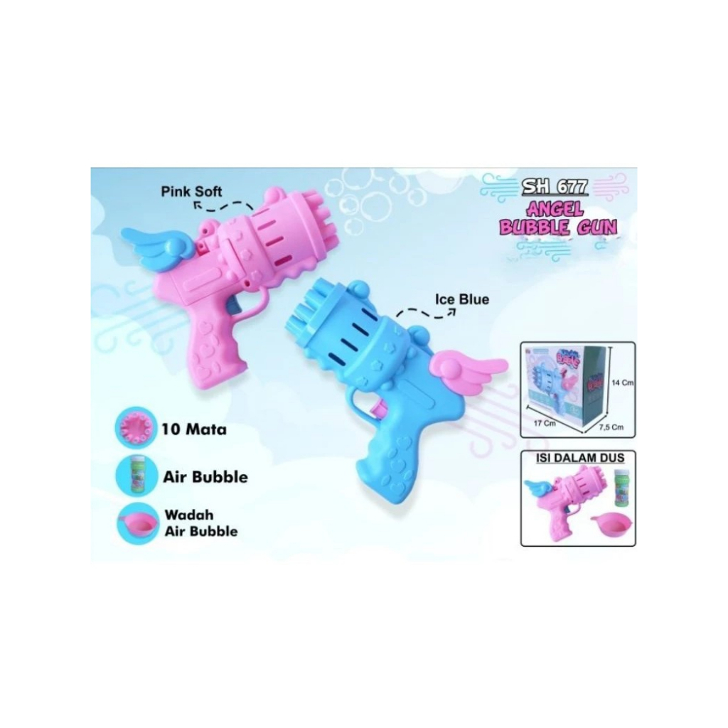 Bubble gun Mainan bubble gun angel pistol Batrai bubble gatling gun