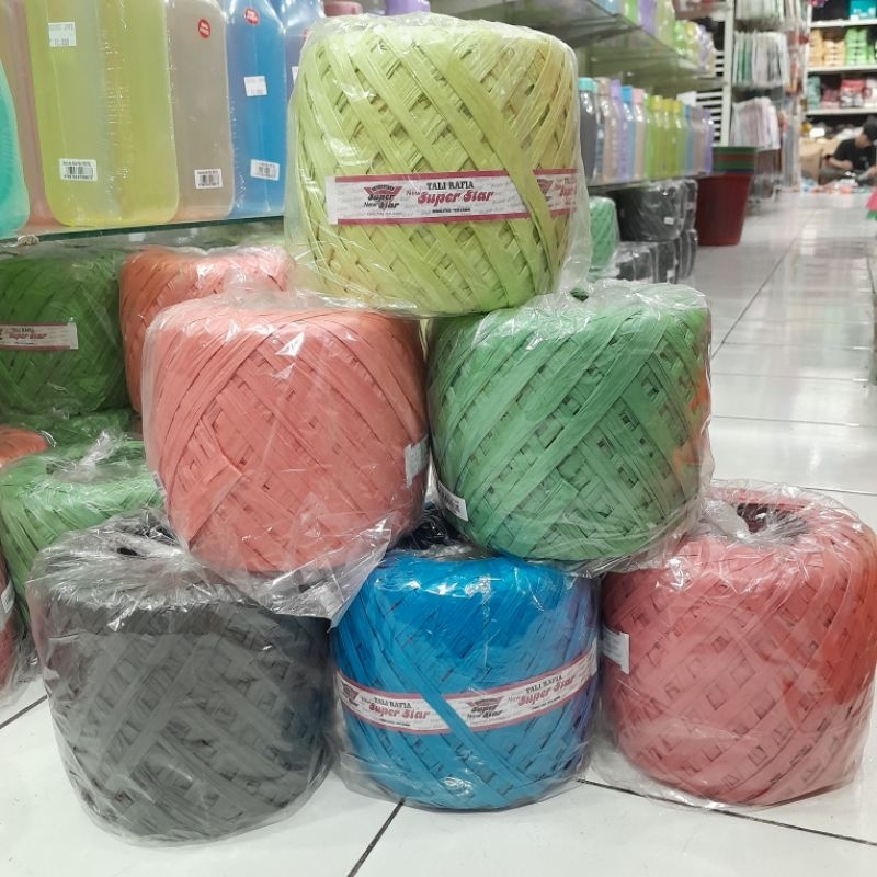 TALI RAFIA WARNA MEREK SUPER STAR / TALI PLASTIK PENGIKAT BARANG KUALITAS TERJAMIN 1KG - 500G