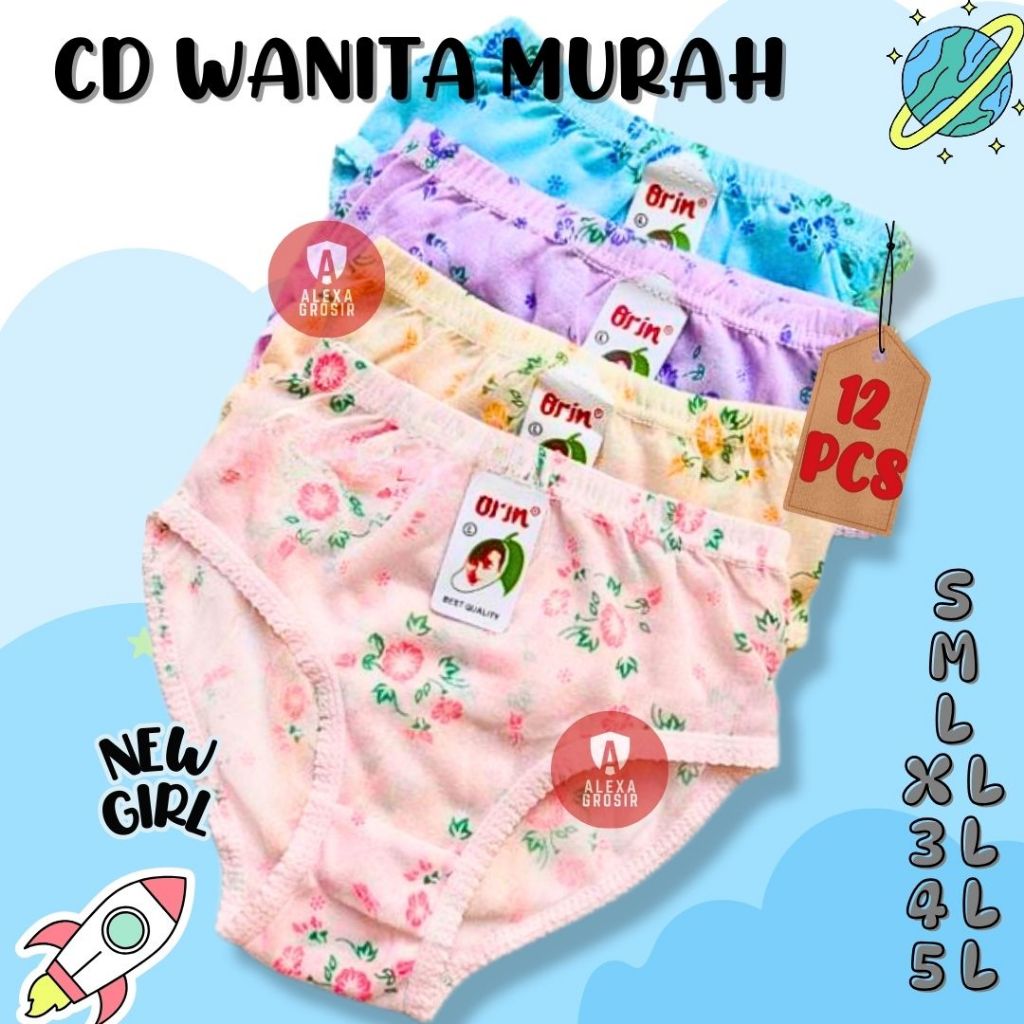 12 Pcs Celana Dalam Wanita Lusinan Cd Wanita 1 Lusin Jumbo Cd Wanita Lusinan ORIN ALXA ALXA