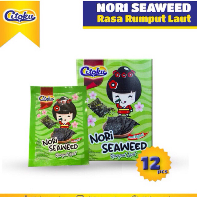 

Citoku Nori Seaweed Rasa Original & BBQ isi 12pcs Rumput Laut Siap Makan Snack Nori