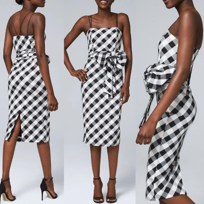 WHBM PETITE GINGHAM SHEATH DRESS WITH REMOVABLE BELT(rak 5-7)