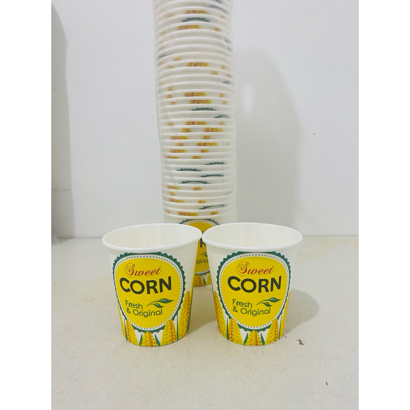 Paper Cup 6,5oz Motif Jagung / Gelas Jasuke / Pop Corn Sweet Isi 50 Pcs