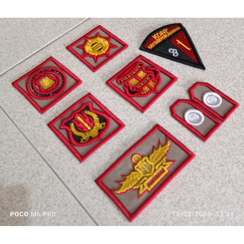 atribut satpam dasar coklat, atribut satpam pdl, atribut satpam bordir komputer, atribut satpam timb