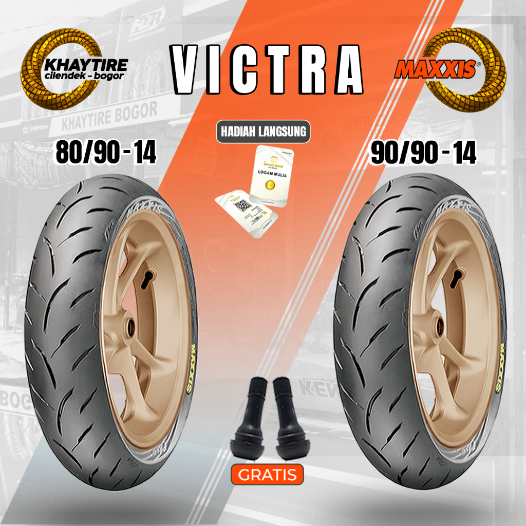 Sepasang Ban Motor Matic MAXXIS VICTRA 80/90 & 90/90 Ring 14 Tubeless