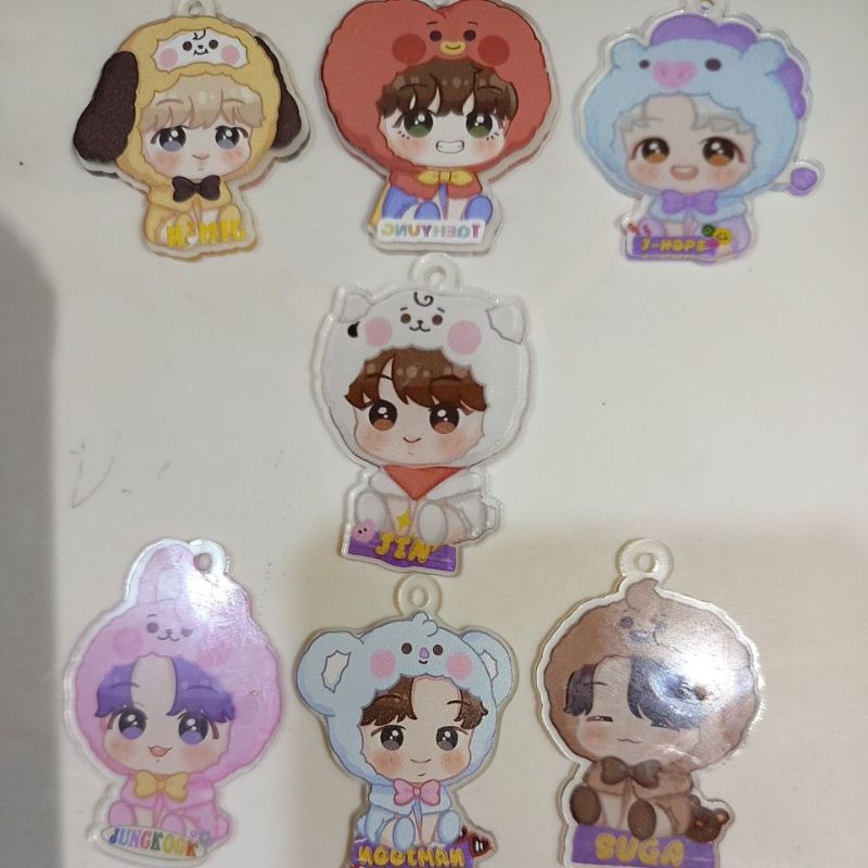 [Free PC+ Stiker Random]Ganci BTS Chibi akrilik jual 2 sisi gantungan kunci keychain