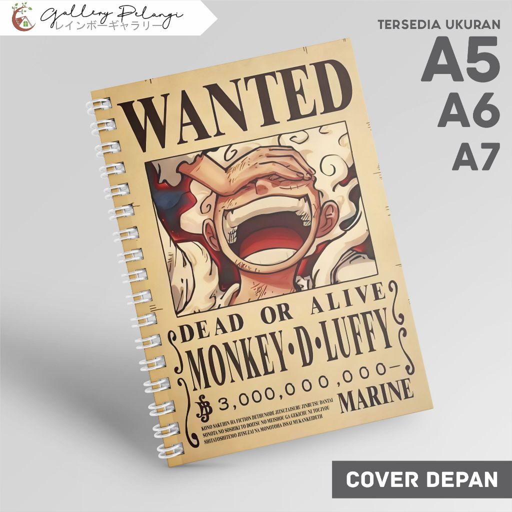 

Notebook Spiral A5 A6 A7 Japan Anime One Piece Luffy Gear Five bounty Luffy Bounty