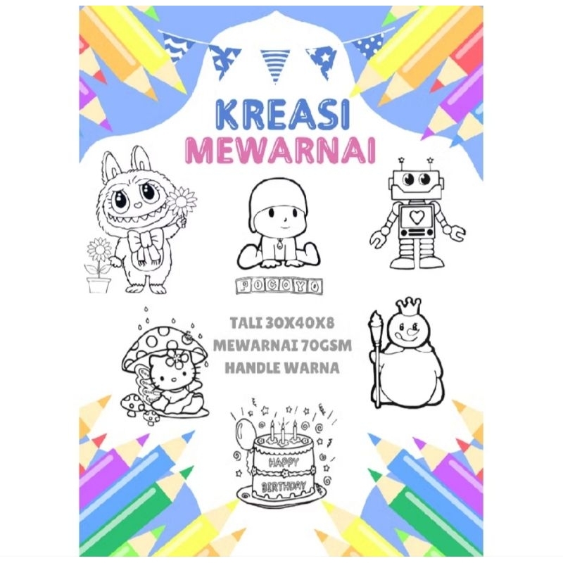 

Goodie Bag / Spunbond/ Tas Kain Mewarnai Tas Putih Tali Warna UK 30X40X8