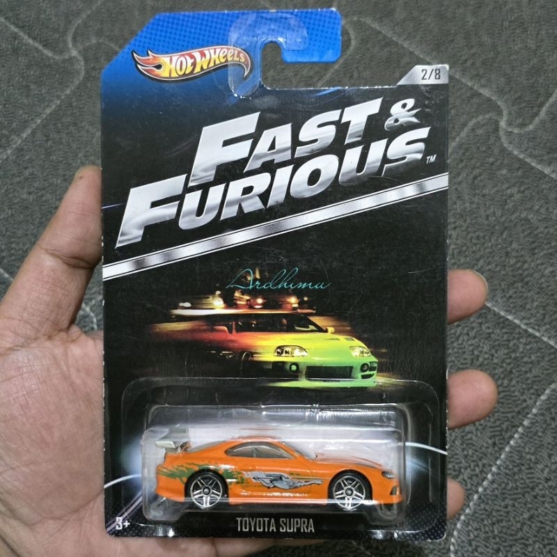 Hotwheels Toyota Supra Orange wing/spoiler Silver Fast & Furious