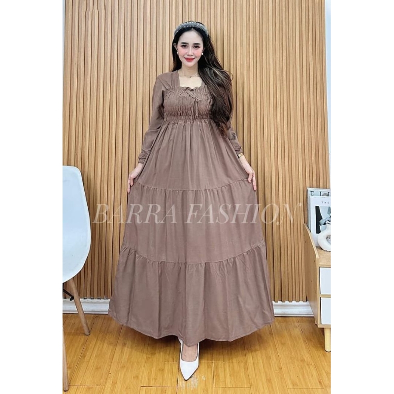 GAMIS SMOKE POLOS SUSUN REMPEL LD 110 PB 130/GAMIS POLOS WANITA/GAMIS MUSLIMAH