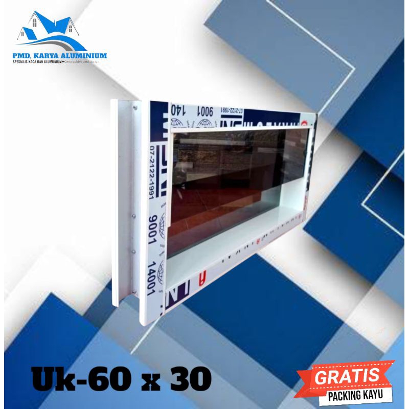 jendela aluminium Boven Loster / roster aluminium Boven jendela aluminium Kaca mati ZigZag Uk-60x30 