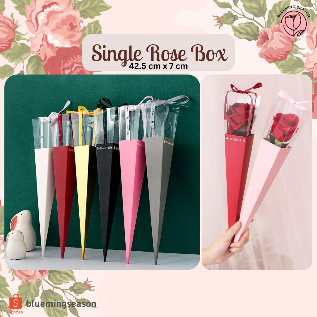 

[Blueming Season] / Single Rose Box Wrapping Mawar (10 pcs) / Packaging Bunga Mawar