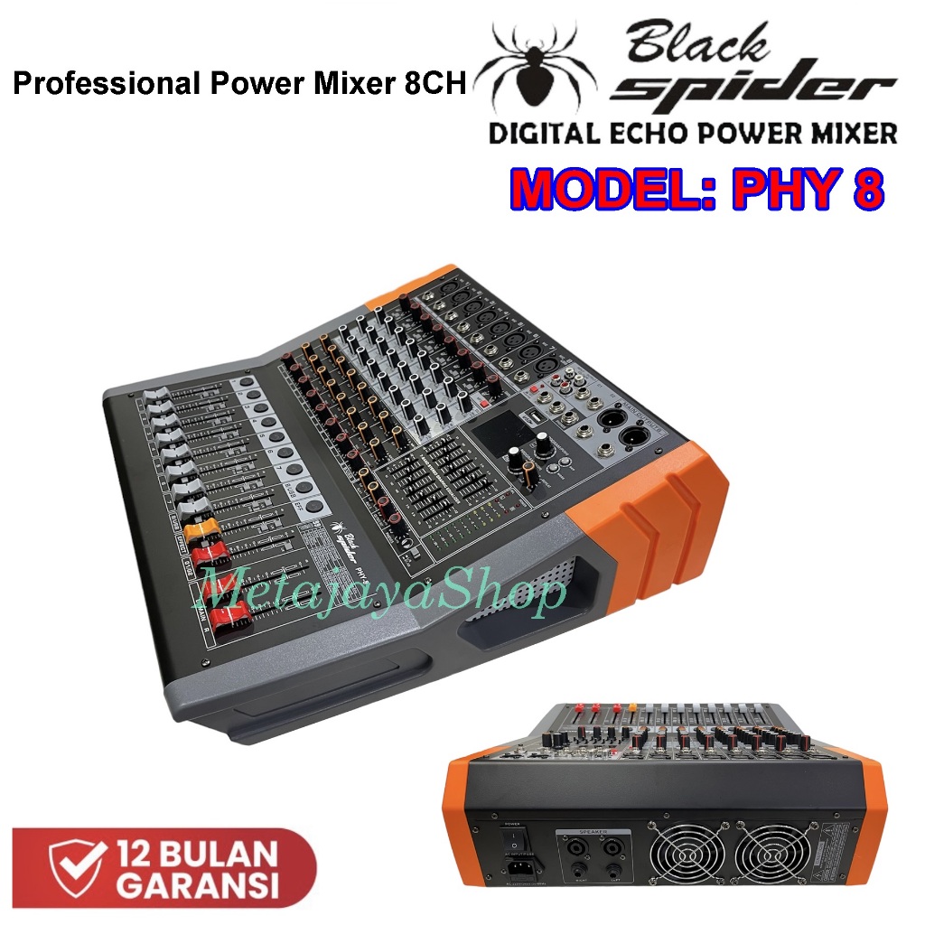 Power Mixer Audio Black Spider PHY-8 New Mixer Power 8 Channel phy8 blackspider
