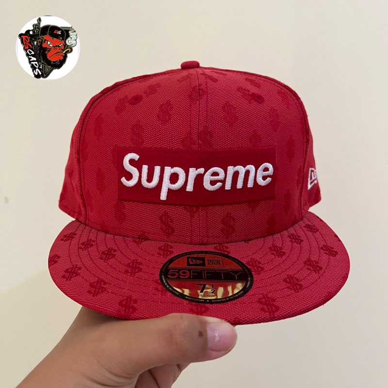 Topi New Era Supreme Monogram Red 7 1/2