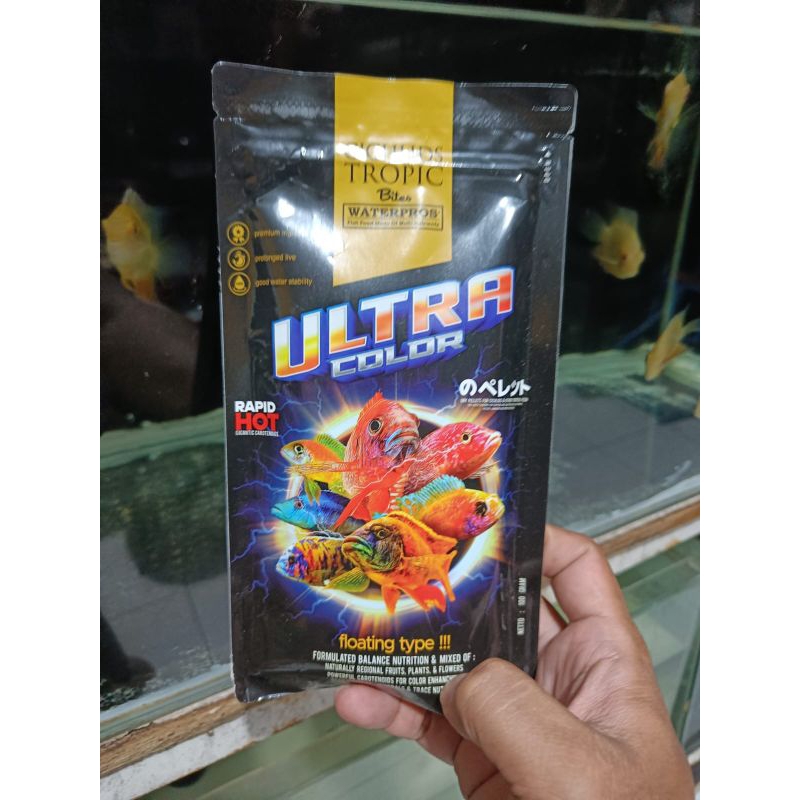 Pelet Ikan Hias Waterpros Ultra (Membuat African Cichlid Penuh Warna) Kemasan 100 Gram Pelet Ultra