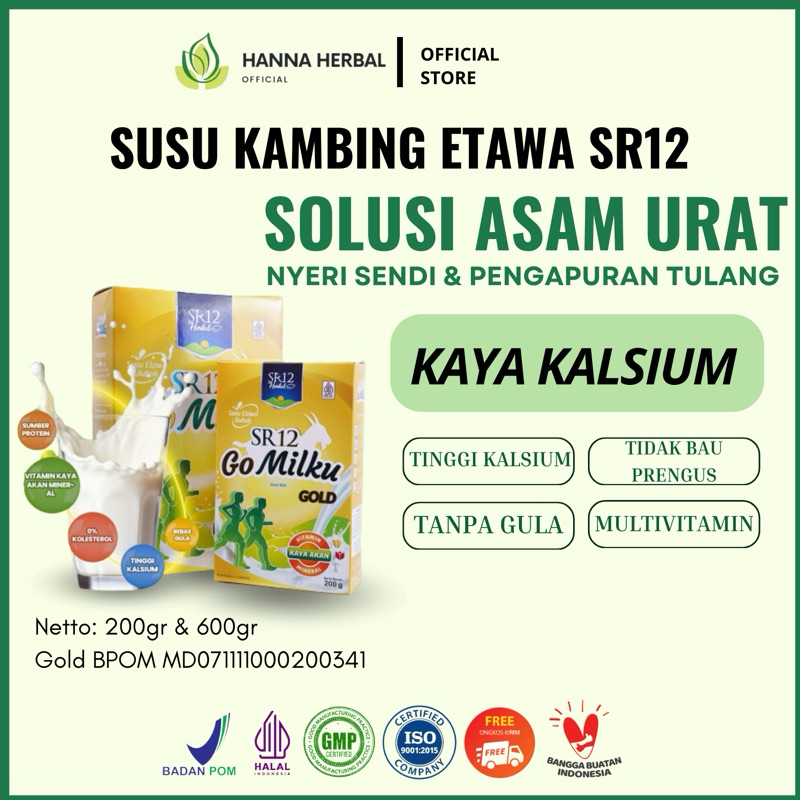 

SUSU KAMBING ETAWA SR12, GOMILKU Sr12 ampuh mengatasi asam urat, nyeri sendi, sakit lutut