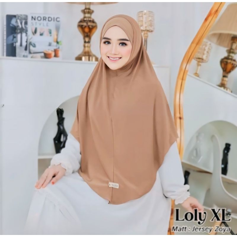 Jilbab Instan tali Lolly size XL Hijab Instan Bergo Malay Jersey Zoya lembut