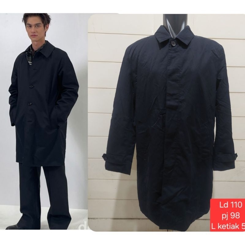 Topten long trench coat pria warna navy