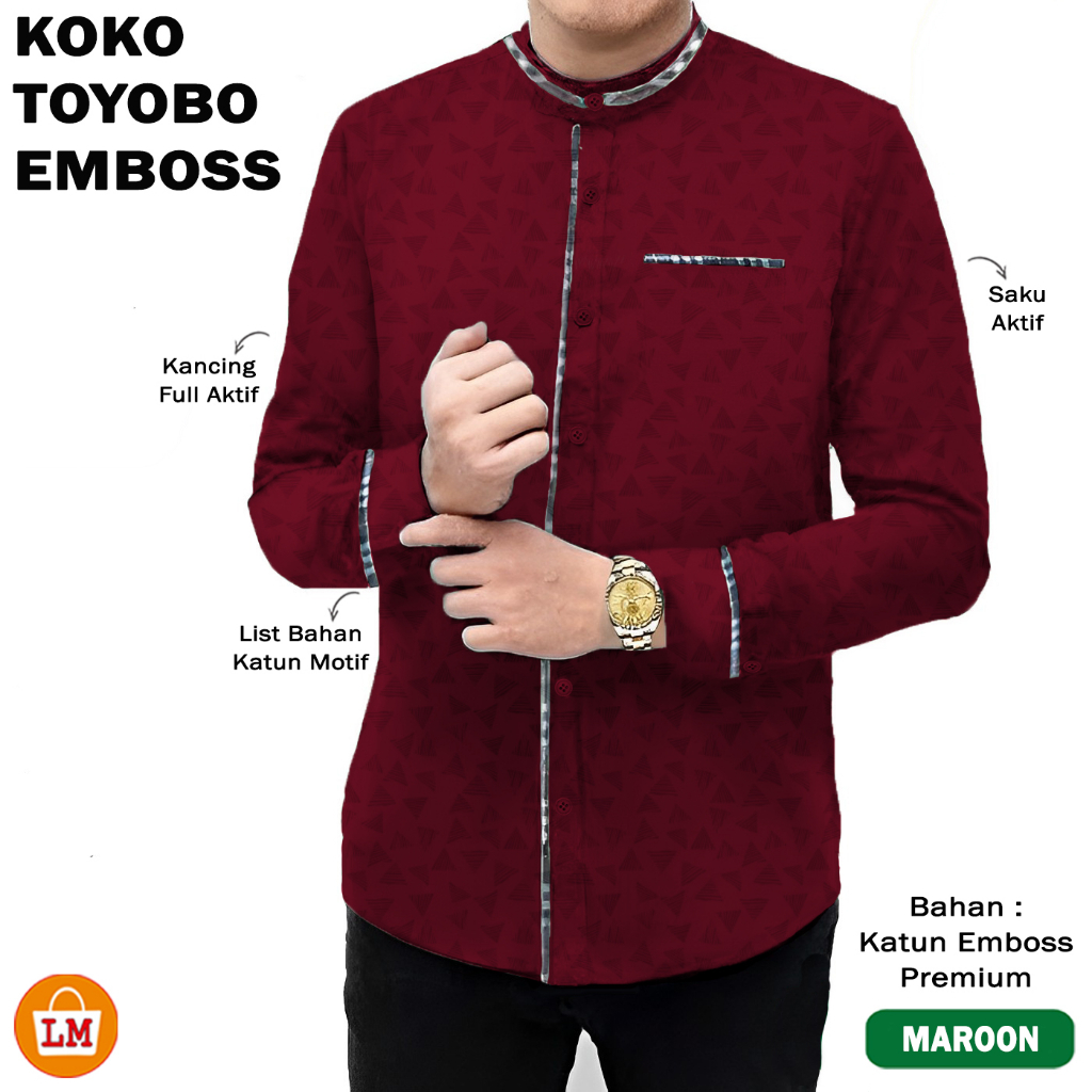KOKO - NEW 2025 BAJU KOKO KEMEJA KURTA POLOS EMBOSS JUMBO KATUN TOYOBO PREMIUM LENGAN TANGAN PANJANG