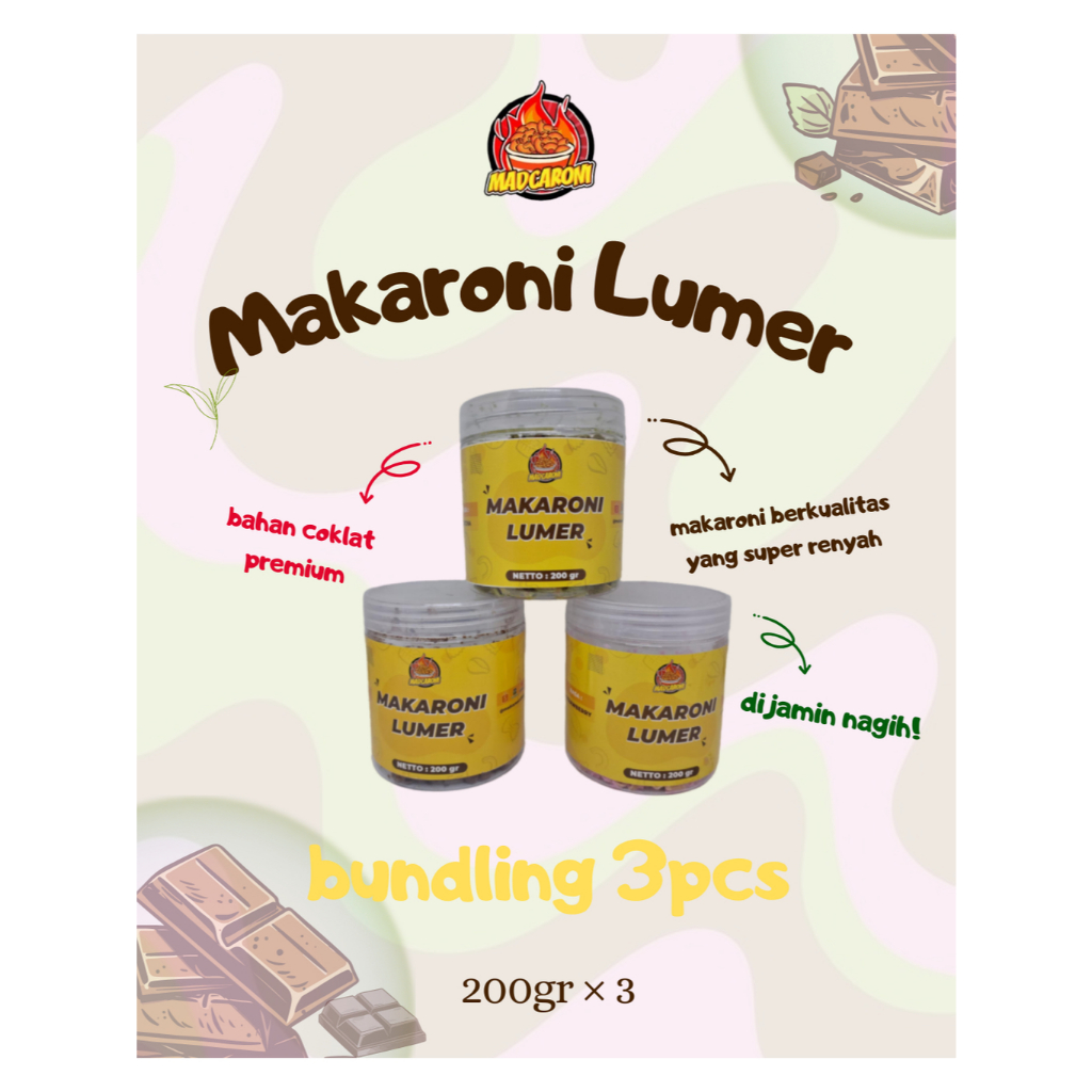 

Paket Bundling Makaroni Lumer Madcaroni 3 Rasa Coklat, Matcha, Strawberry 600gr