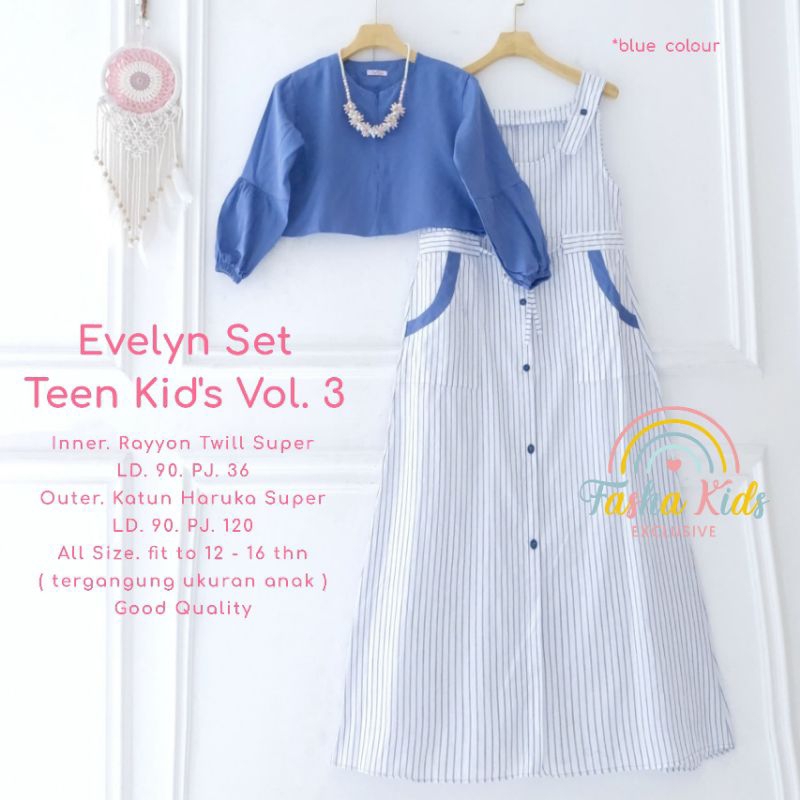 (COD) evelyn set kids set kids ORI Fasha kids// saraswati/ dress+cardigan anak usia 9-16tahun