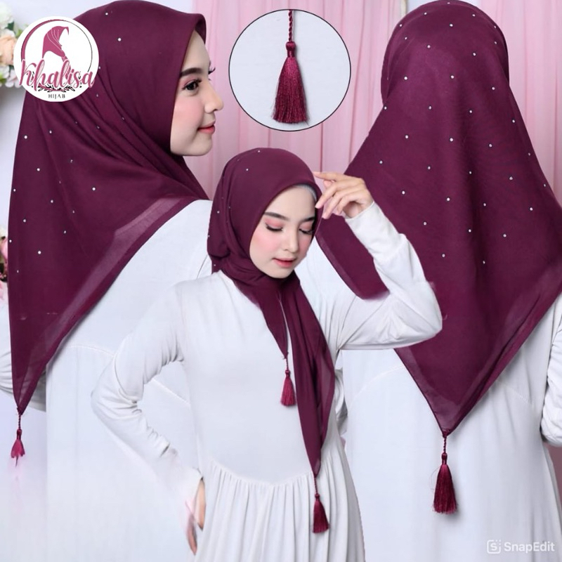 Khalisa Hijab Segiempat Paris Premium Motif Air Mata Ibu
