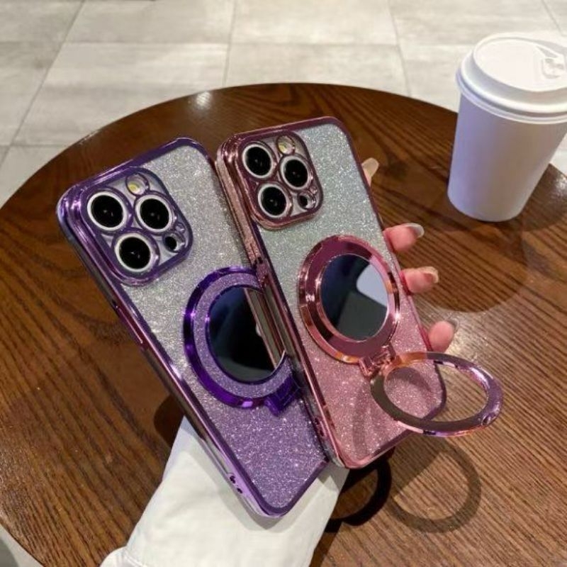 C054 C055 C056 CASE LUXURY GLITTER - MIRROR STAND HOLDER OPPO A5S A7 A12 A11K A1K A15 A15S A16 A16S 