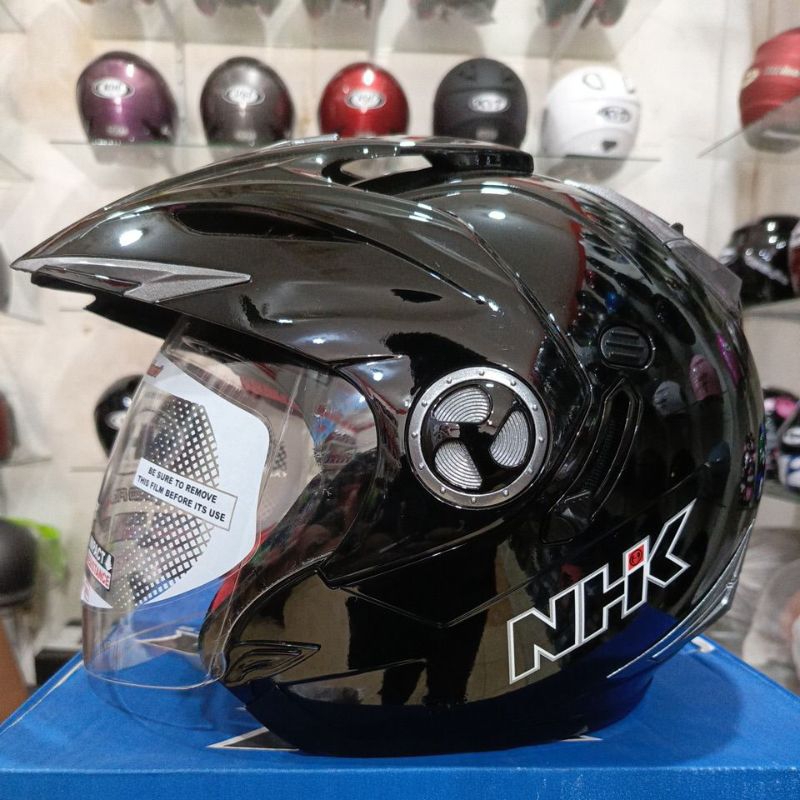 Helm NHK Aviator Solid Original Half Face / Topi dan Dobel Kaca / Tersedia Berbagai Warna : Hitam, H