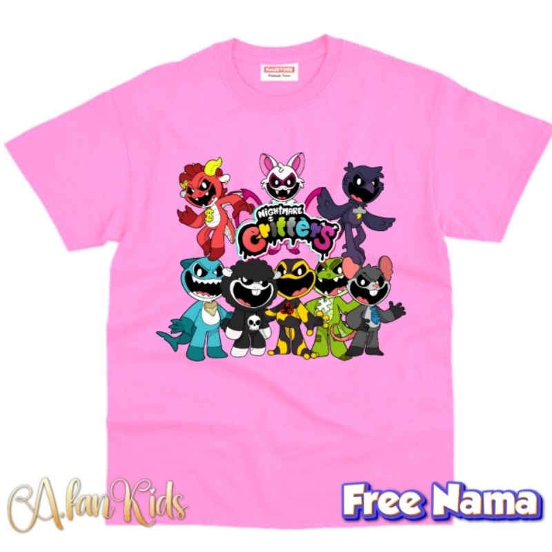 baju nightmare critters popy playtime  kaos anak