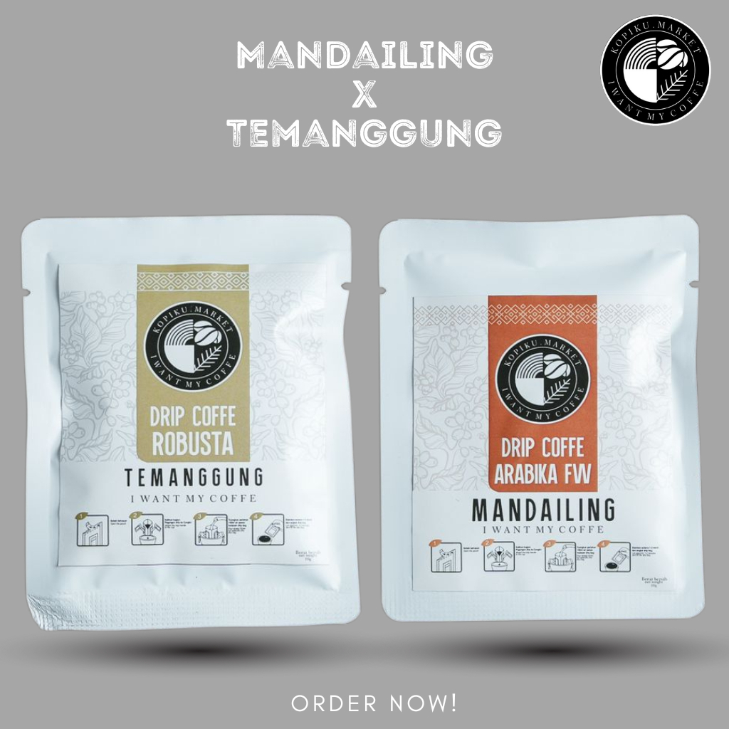 

Kopi Instan Drip Bag Espresso Coffee Bubuk Sachet Robusta Arabika Mandailing x Temanggung Kopiku