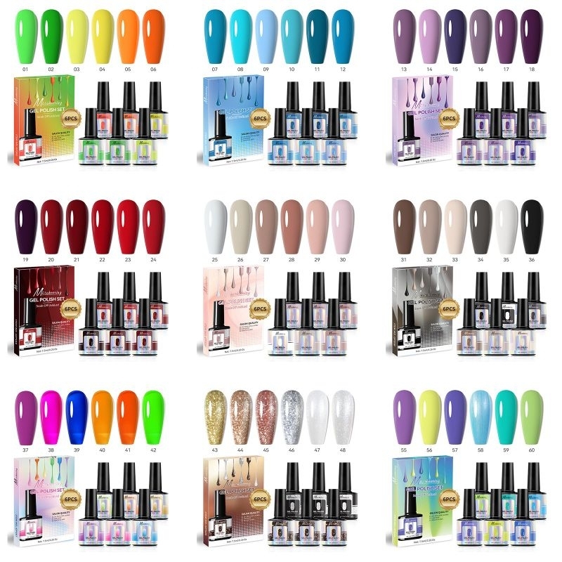 GNA - Set isi 6 Nail Polish Gel - Set isi 6 Kutek Gel - Set Kutek UV - Paket Kutek Gel - Nail Gel Po
