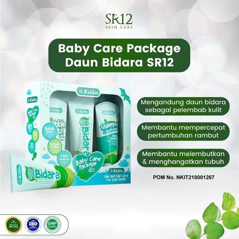 BABY CARE PACKAGE DAUN BIDARA SR12 KIDDOS (Bubble Bath Daun Bidara- Shampoo & Conditioner Daun Bidar