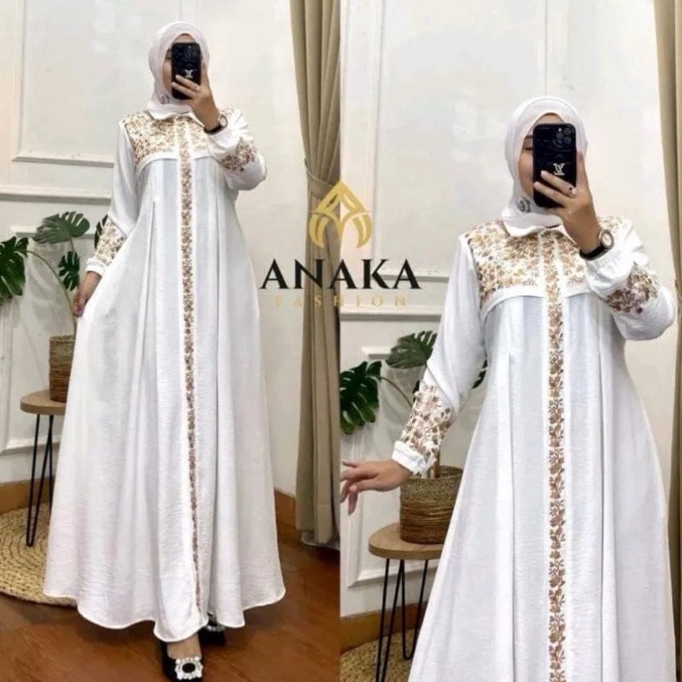 Harga TERMURAAH Fashion Muslim TERMURAH GAMIS CRINGKLE BORDIR NADIRA TERBARU