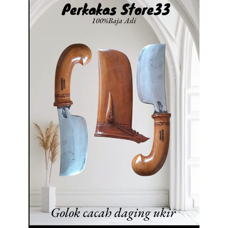 Sultan Pisau Bedog Betekok Ukir Baja Per Asli Premium Cacah Tulang Daging Super tajam