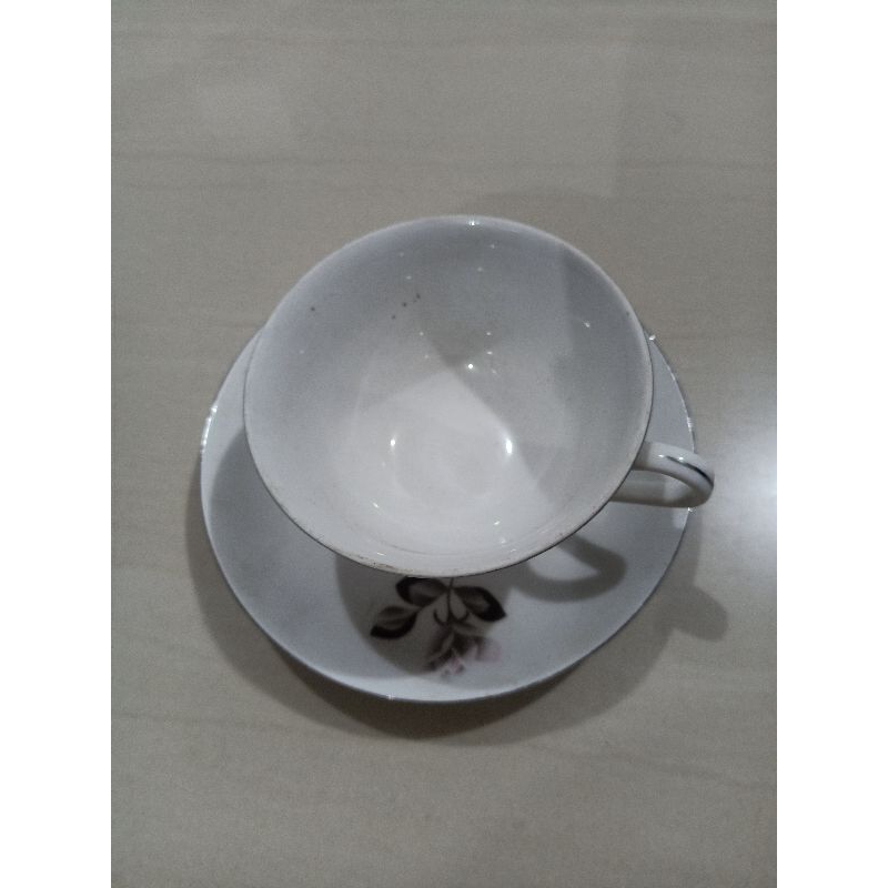 Cangkir + Piring Mid Century Black Rose Noritake 6 Pcs