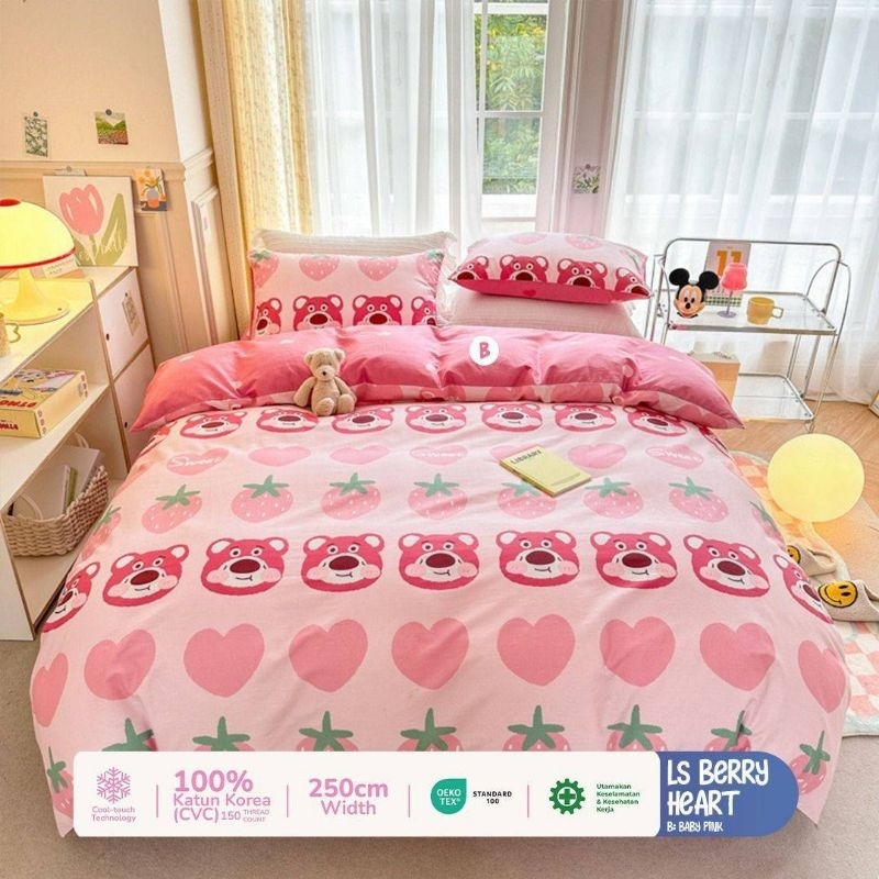 Sprei katun motif LS strawberry love berry picnic berry party lotso strawberry lotso bear ls berry h