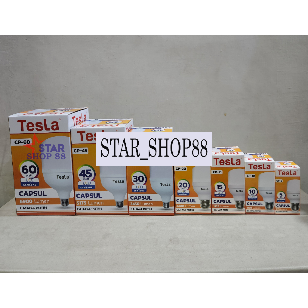 Lampu LED Bohlam Capsul 5w,10w,15w,20w,30w,45w,60w tesla