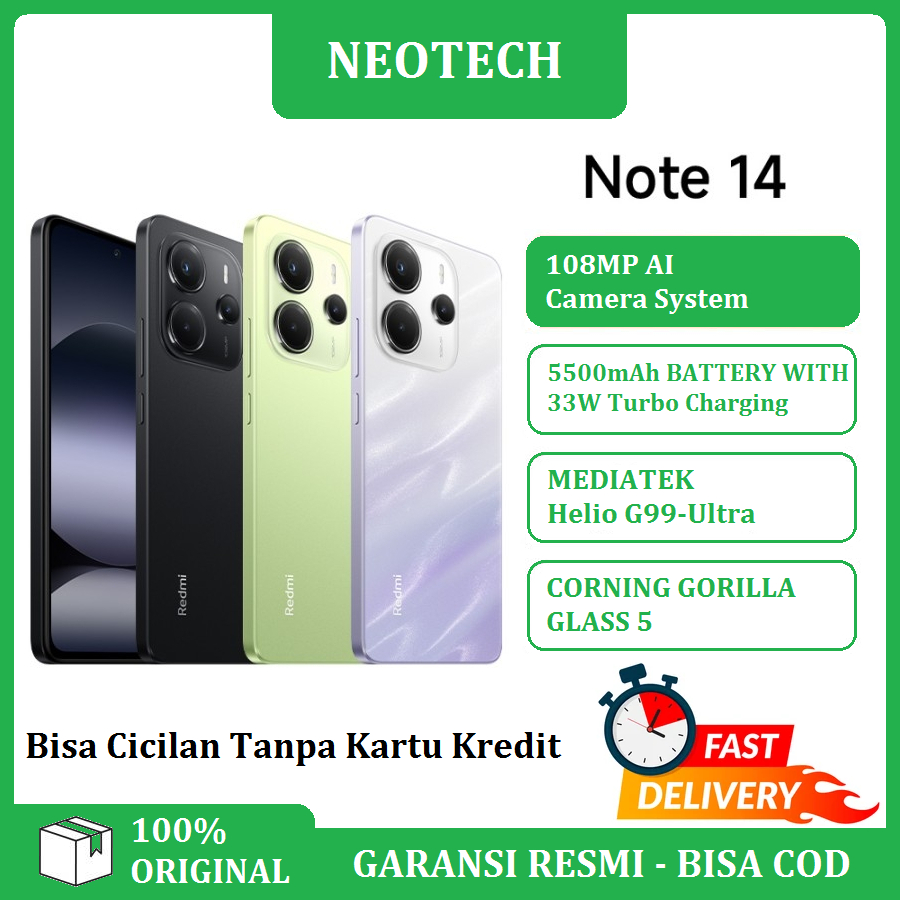 Xiaomi Redmi Note 14 - Bisa Cicilan Tanpa Kartu Kredit - Garansi Resmi