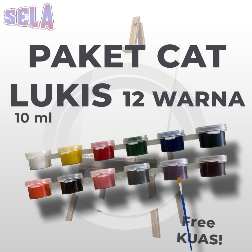 

Paket Cat Lukis SELA 12 warna 3ml FREE KUAS