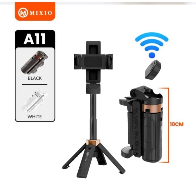 MIXIO A11 Super Mini Tripod Tongsis Mini Selfie Stick Remote Control Tripod 3 In 1 Tongsis Tripod Bl