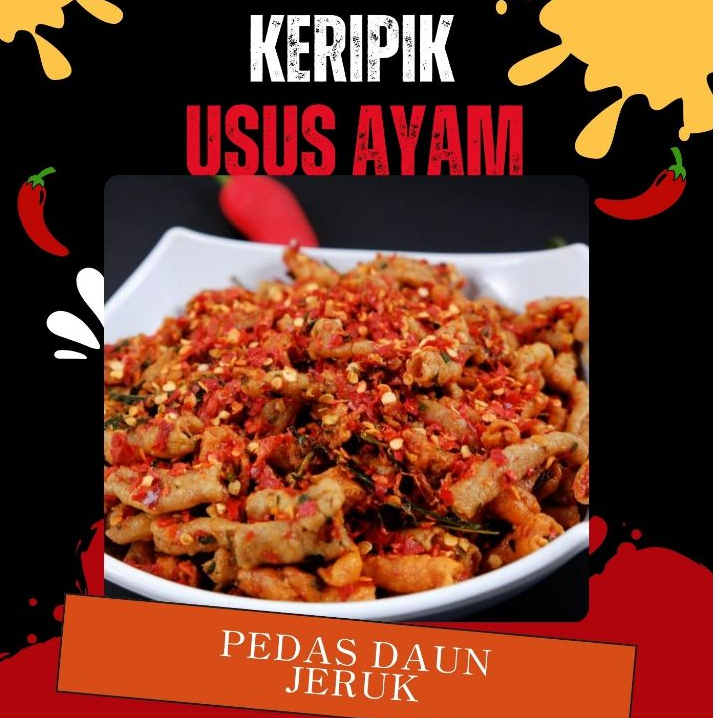 

100 Gram Keripik Usus Krispy Ayam Varian Rasa Pedas Daun Jeruk