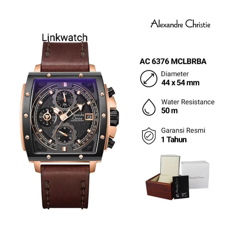 Alexander Christie AC 6376 MCLBRBA Jam Tangan Pria Kulit Chronograph Original Garansi Resmi