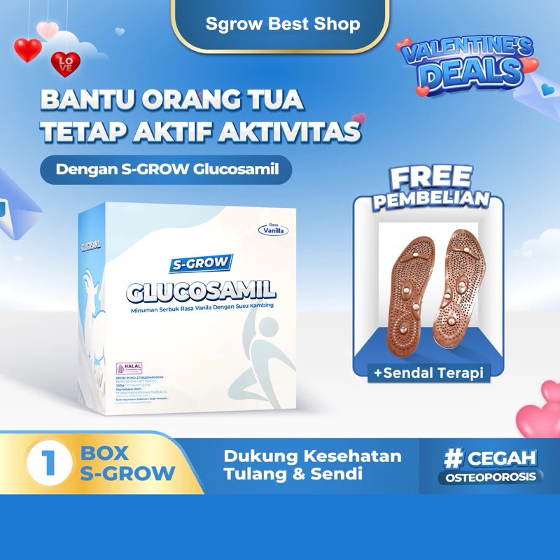 

S-GROW GLUCOSAMIL 1 BOX - Susu Bubuk Dewasa Rasa Vanila - Untuk Tulang dan Sendi