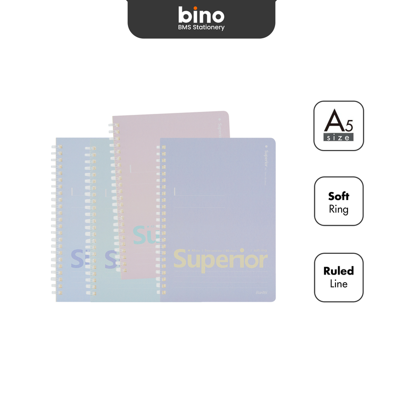 

[BMS Bekasi] Bantex Notebook Spiral A5 Superior Bergaris Soft Ring Pastel Color SPA560